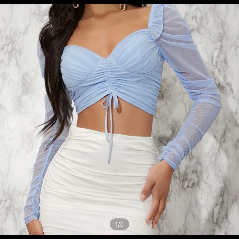 blue crop top new